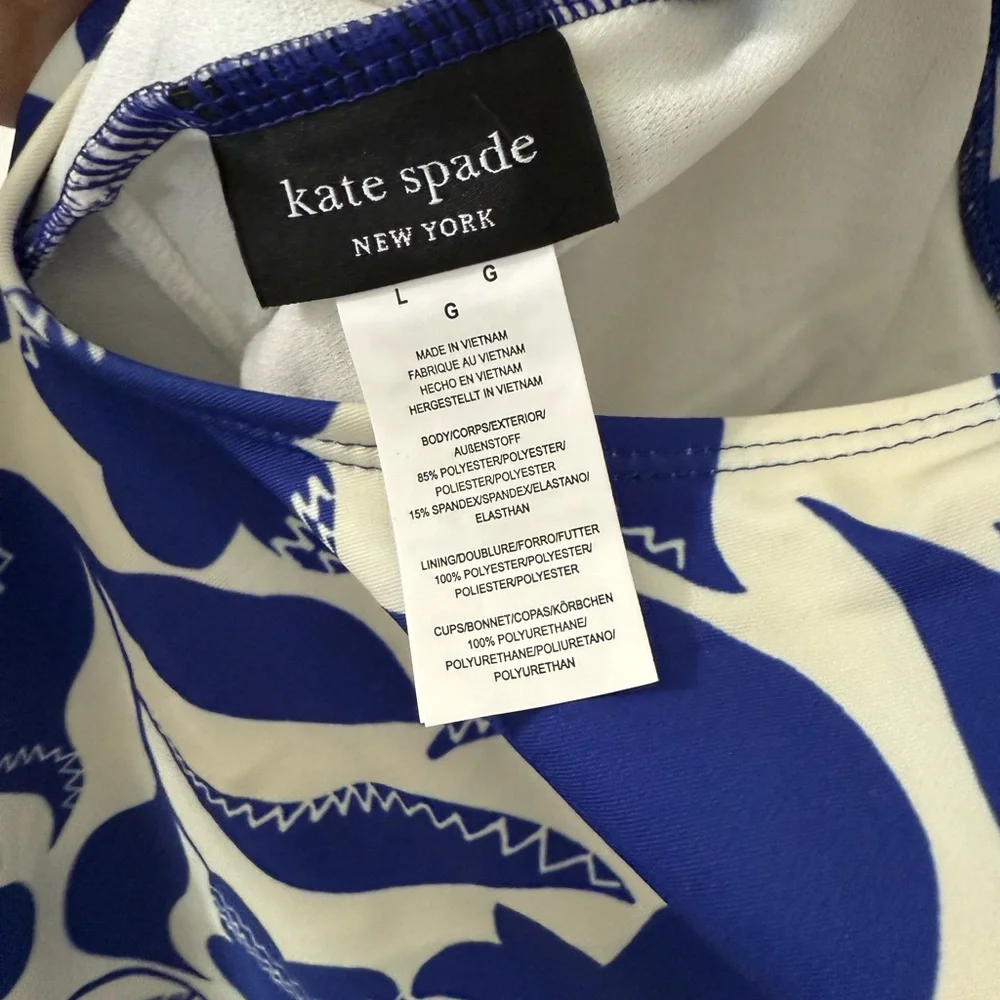 Kate Spade New York Shoulder Bow Tie‎ V-Neck One Piece Swimsuit large New